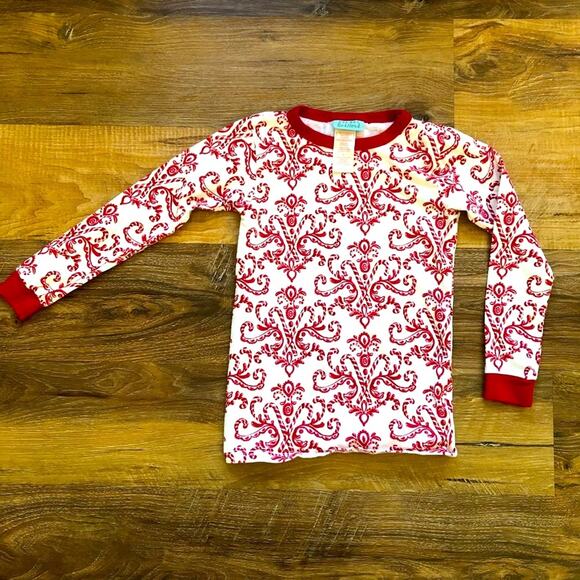 Bedhead Christmas Two Piece Pajamas Size 6 Red Cream - Picture 2 of 7